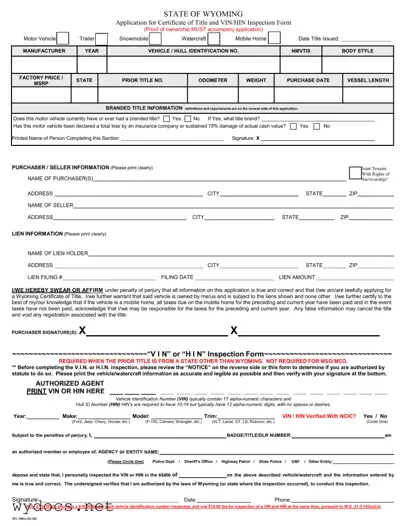 Printable Wyoming Mv 300A Form