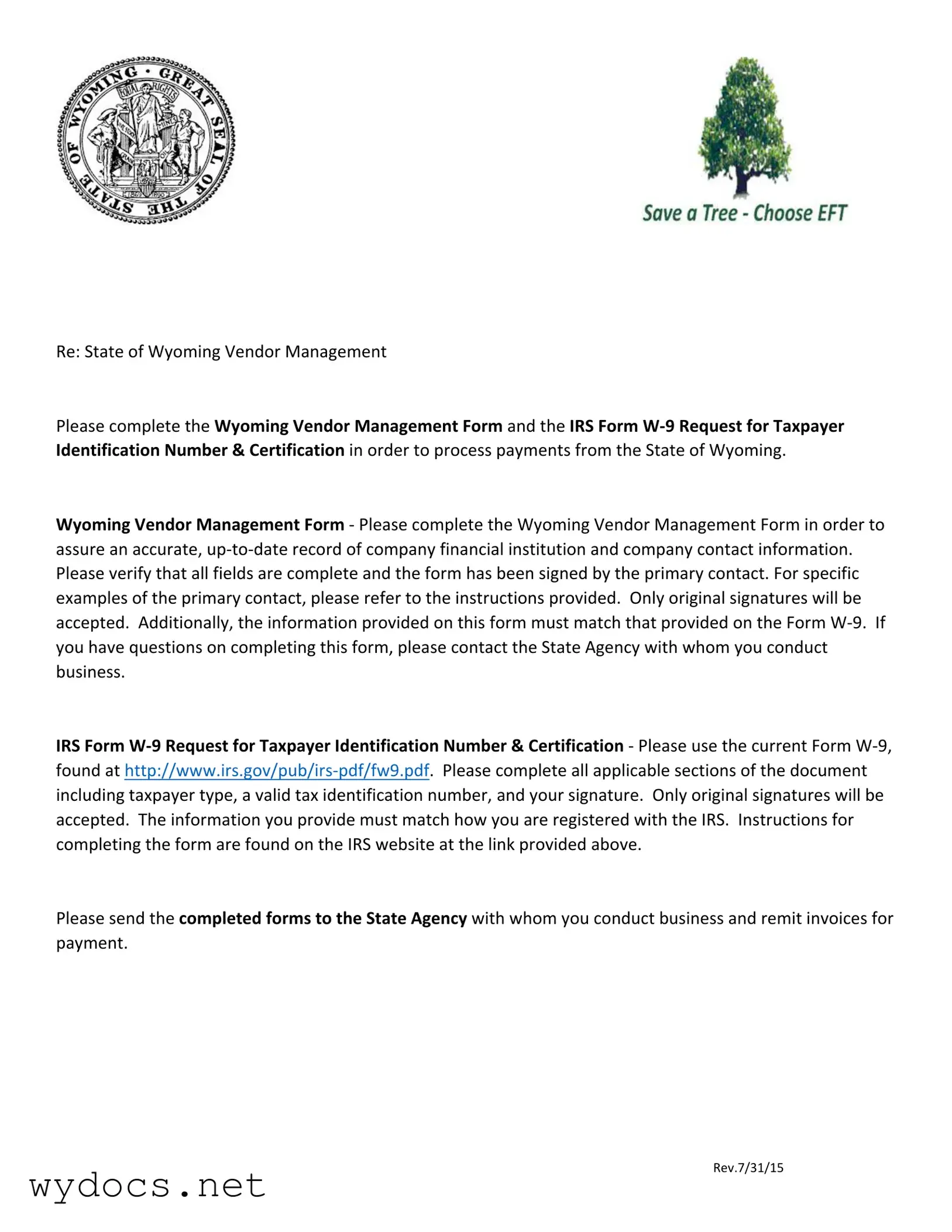 Printable Wyoming Management Form